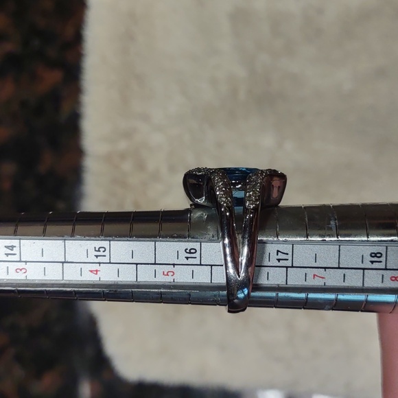 London Blue Topaz And Diamond Ring Set In 10kt White Gold - Picture 8 of 12